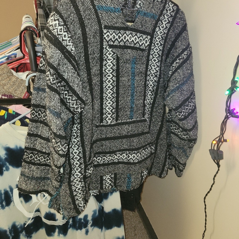 Gray and Blue Patterned Sweater